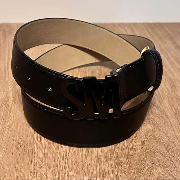 New Steve Madden black logo belt. XL - Picture 2 of 4